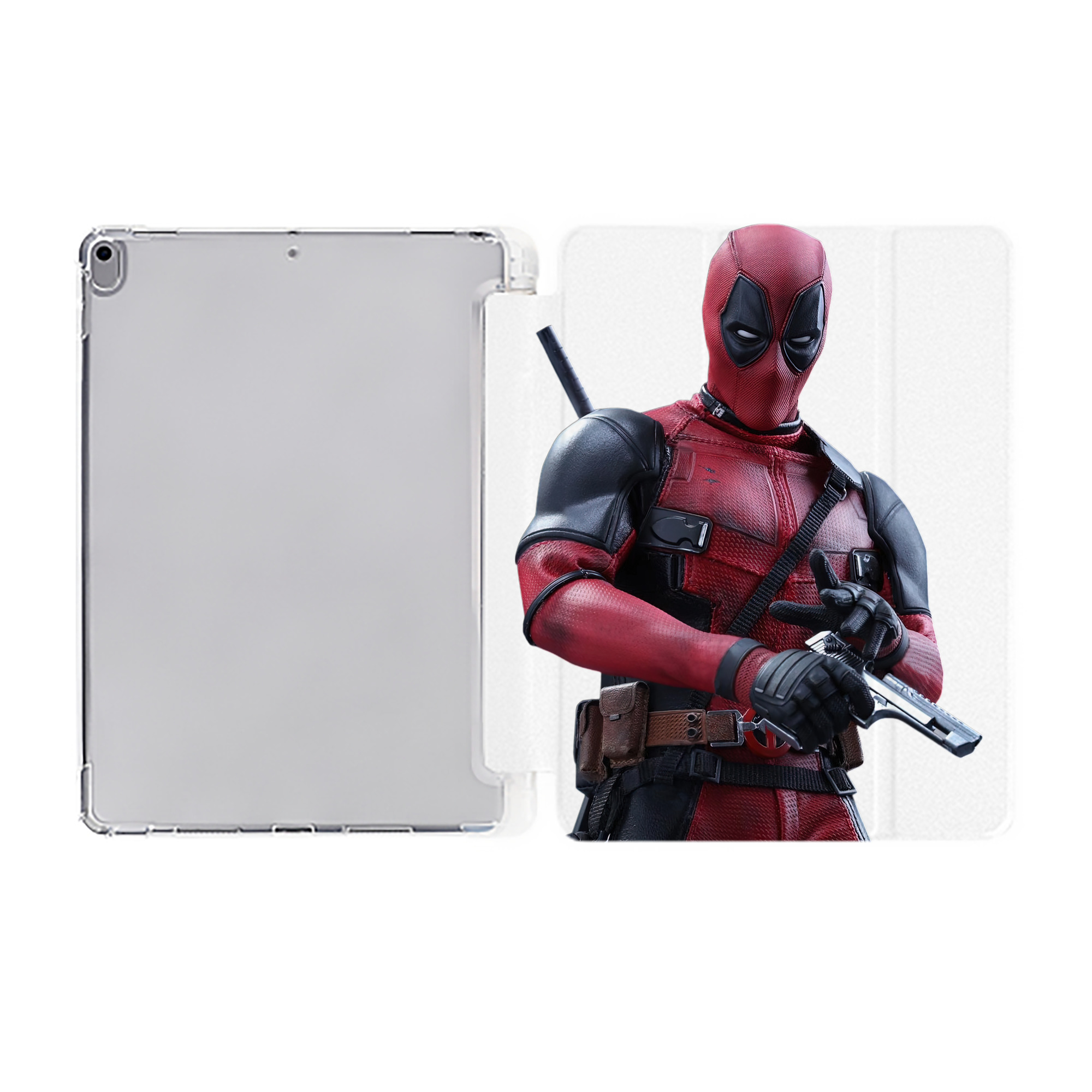 （画像用） Deadpool デッドプール IPad ケース ペン収納付き 三つ折りスタンド PUレザー×シリコン 対応機種9.5/10.5/10.9インチ